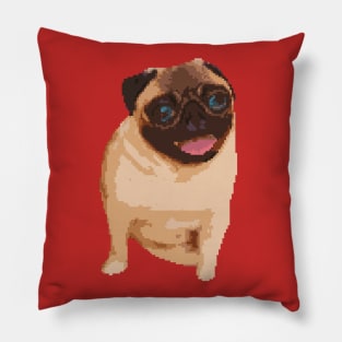 a sitting Pug dog pixel art Pillow