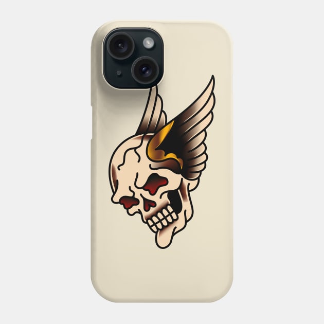 American Traditional Winged Skull Phone Case by OldSalt