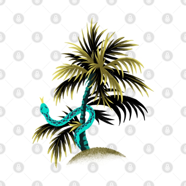 Snake Palms - Dark Teal/Mustard by andreaalice