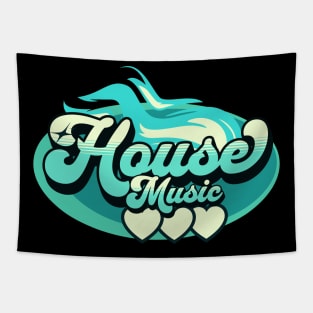 HOUSE MUSIC  - House Music Heat (aqua blue/light mint) Tapestry