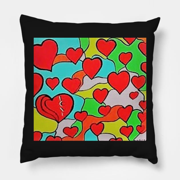 Corazones Rojos Pillow by DoritaArtes