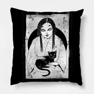 Kuroneko (White Print) Pillow