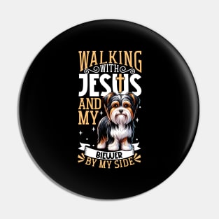 Jesus and dog - Biewer Terrier Pin