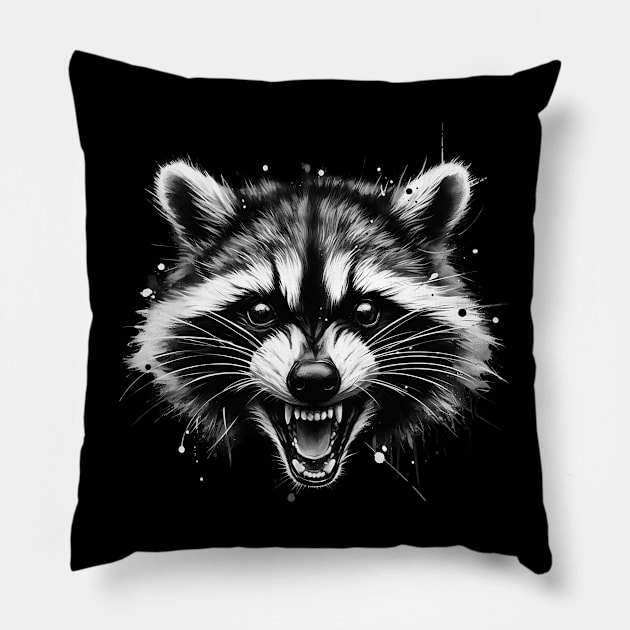 Angry raccoon Pillow by Batshirt