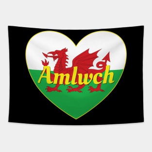 Amlwch Wales UK Wales Flag Heart Tapestry