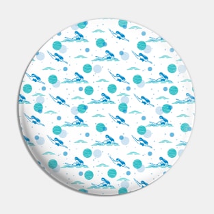 Jump in and Swimming Pattern Art Pin