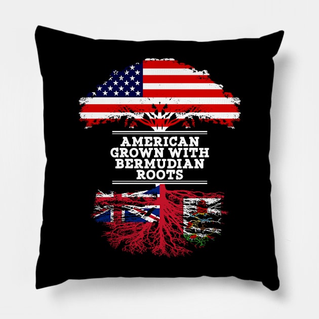 American Grown With Bermudian Roots - Gift for Bermudian From Bermuda Pillow by Country Flags