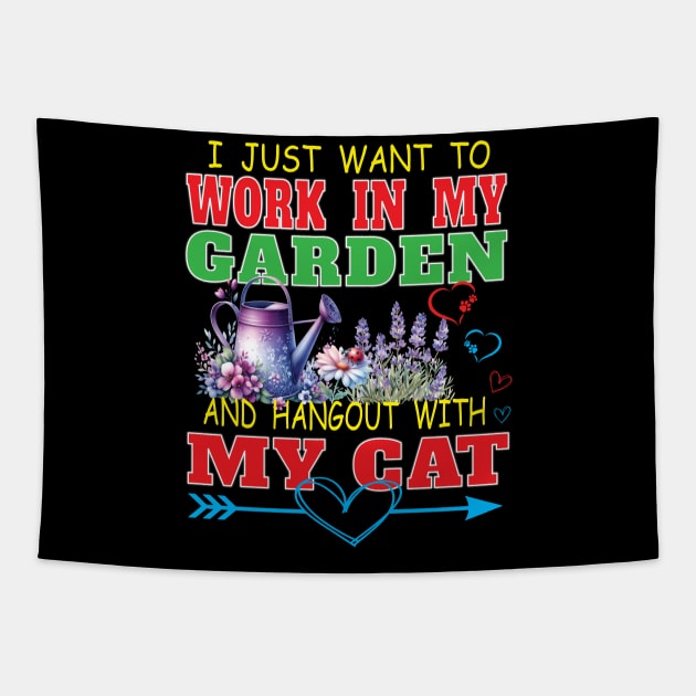 Gardening Cat Feline Lover Gardener Garden Pet Plants Tapestry by Envision Styles