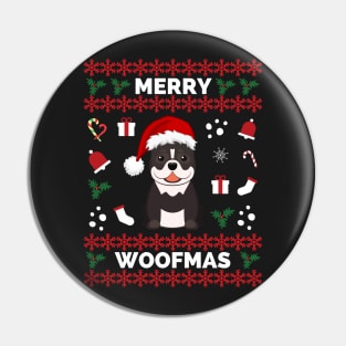 Merry Woofmas Pitbull Christmas Holiday - Merry Woofmas Pitbull Charistmas Gift Pin