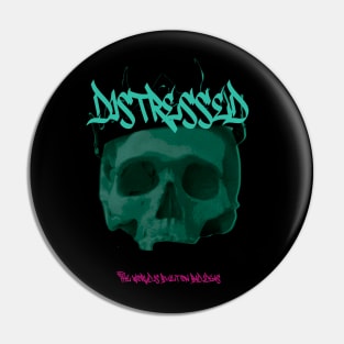 Distressed grunge skull Pin