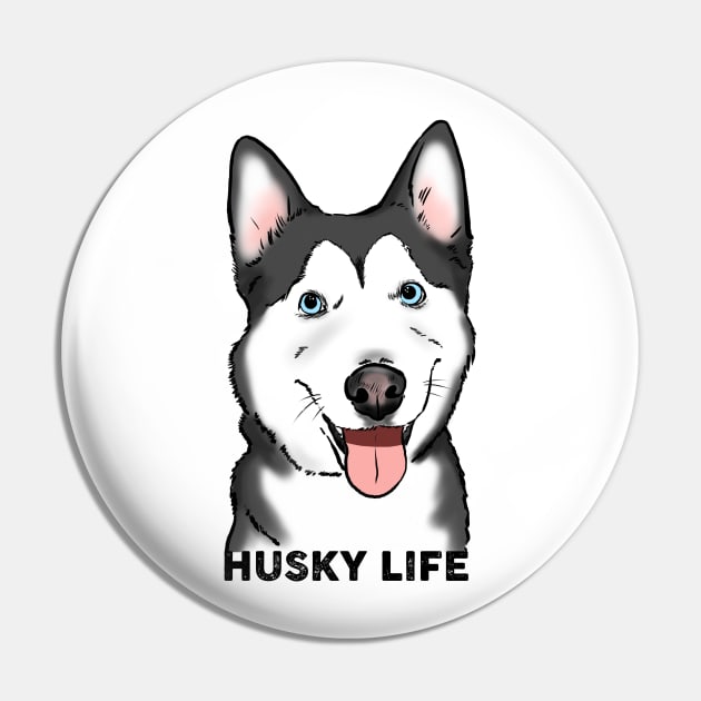 Husky Life Smiling Husky Dog Pin by sockdogs