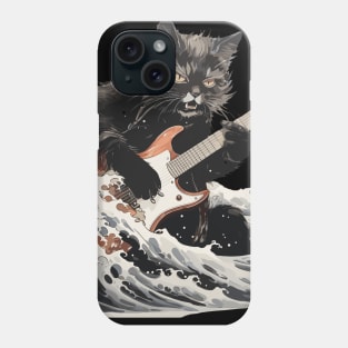 Cat guitar Kanagawa Wave Phone Case