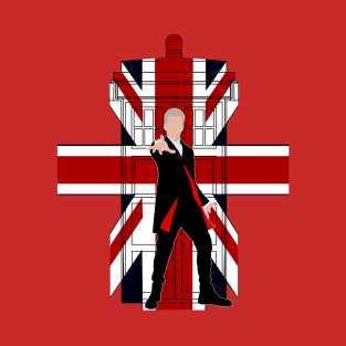 12th Doctor with Union jack Phone booth T-Shirt