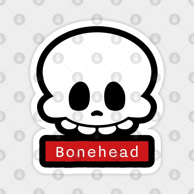 Bonehead – Funny Goofy Halloween Skeleton Skull Magnet by Butter Creative