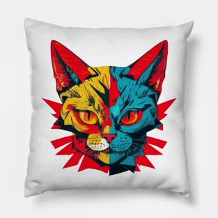 Funky Cat Head Pop Art Pillow