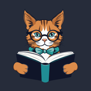 Ginger Maine Coon cat with book T-Shirt