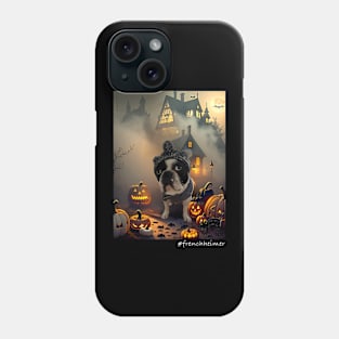 Halloween Frenchie in a spooky scene Phone Case