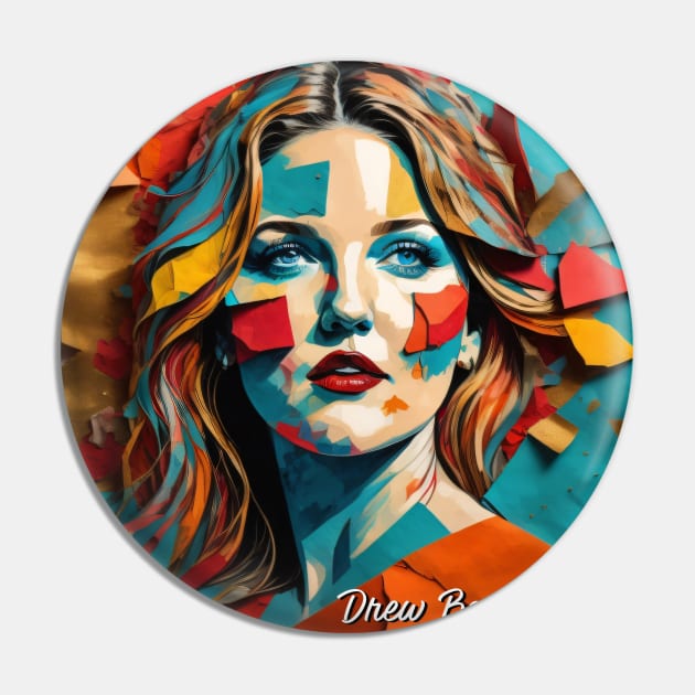 Drew Barrymore // Paper Art Pin by Otmr Draws