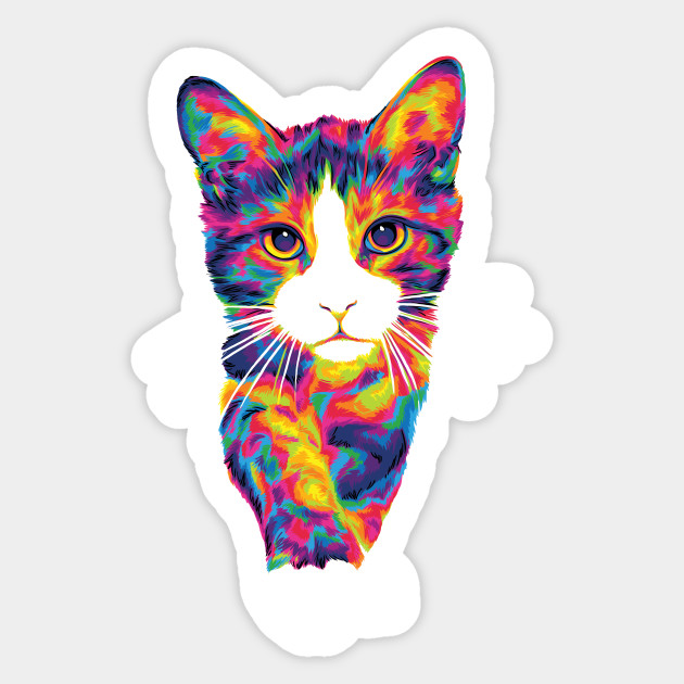 Rainbow Kitten Fur Colorful Cat Artworks Sticker Teepublic