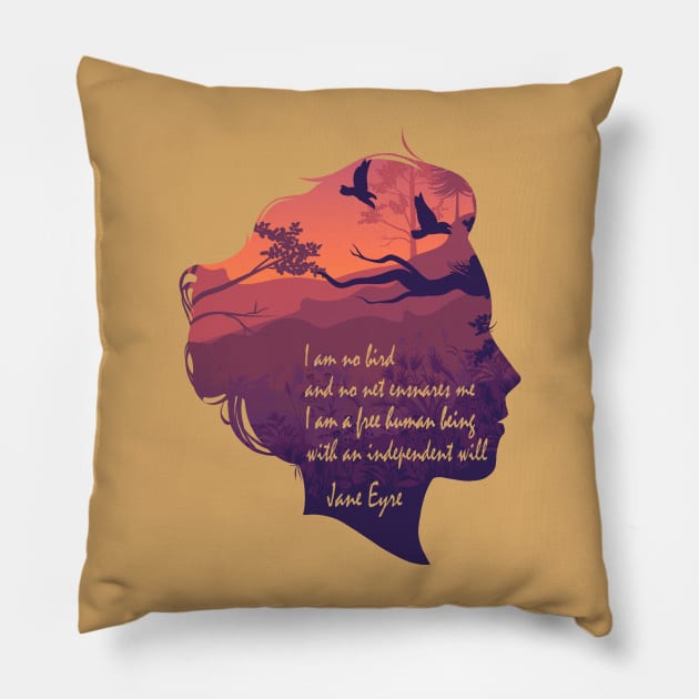 Jane Eyre I Am No Bird Pillow by Mandra