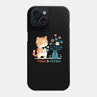 Paws and Petals | Cute Kitty Cat collecting Flowers | Kawaii Kitty Cat Lover Phone Case