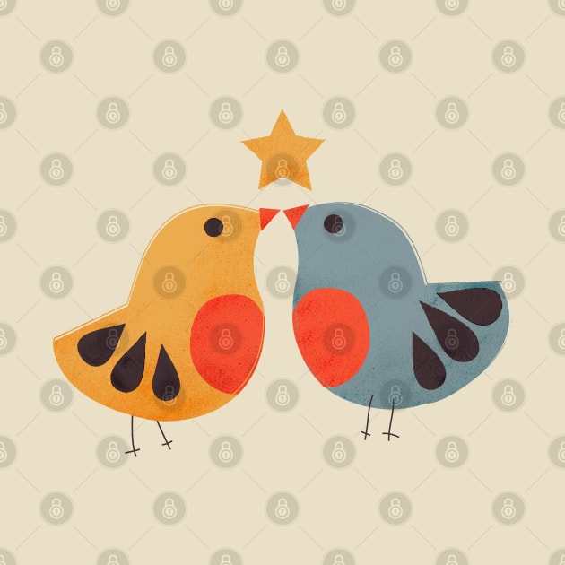 Festive cute birds by showmemars