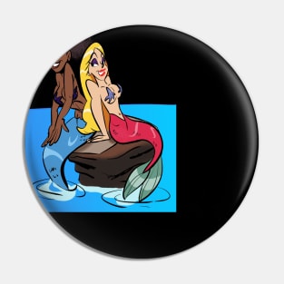 2 Cute Mermaids Pin