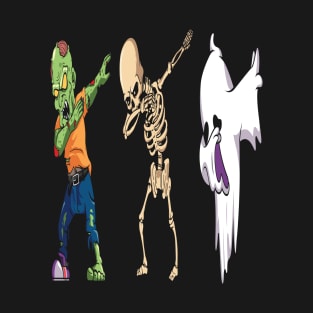 Dabbing Halloween Skeleton Zombie Ghost T-Shirt