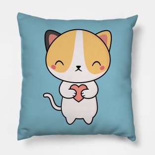 Kawaii Cute Cat With A Heart Pillow