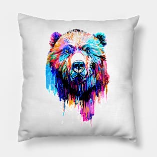 Bear Grizzly Wild Nature Animal Colors Pillow