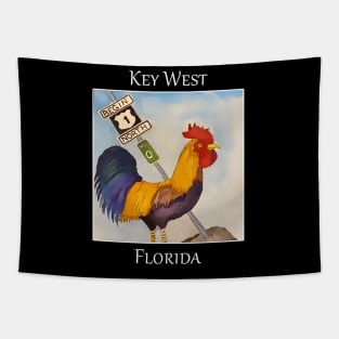 Rooster and Mile marker 0 famous in Key West, Florida Tapestry