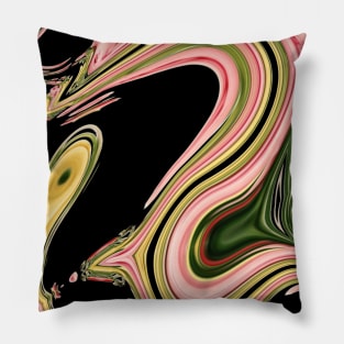 modern abstract black yellow pink swirls Pillow