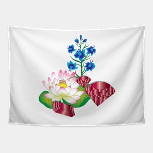 Water Lily and Larkspur Tapestry