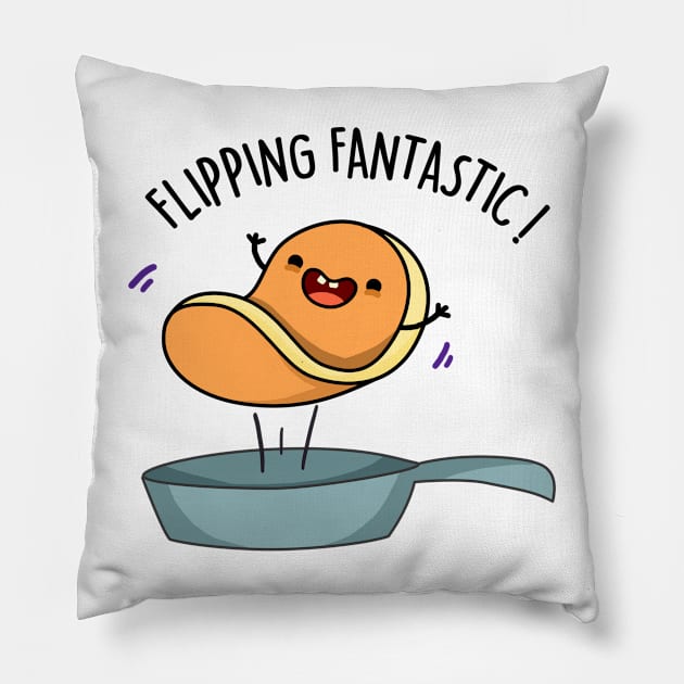 Flippin Fantastic Cute Pancake Pun Pillow by punnybone