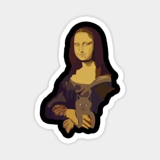 Mona Lisa with a kitten Magnet