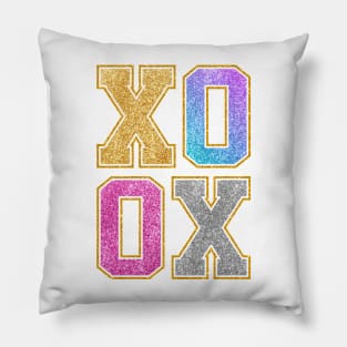 XOXO varsity letters pink glitter Pillow