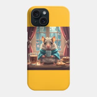 Shivering hamster having coffee Phone Case