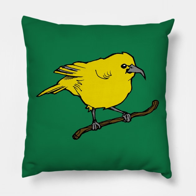 Hawaiian ʻAmakihi Bird Pillow by William Gilliam