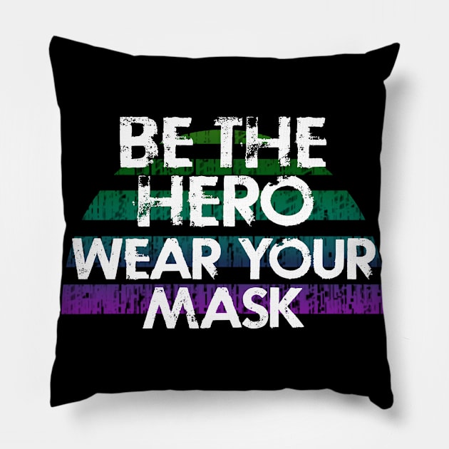 True patriots wear masks. Masks are the new normal. Real heroes wear masks. Keep your mask on. Stop the virus spread. Distressed vintage grunge design. Flatten the curve. Pillow by IvyArtistic