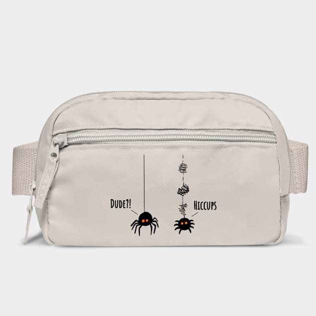 Two Little Spiders "Dude?!" "Hiccups" funny webbing design by Luxinda