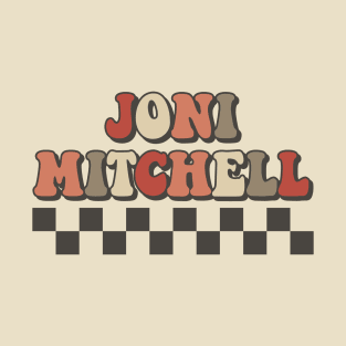 Joni Mitchell Checkered Retro Groovy Style T-Shirt