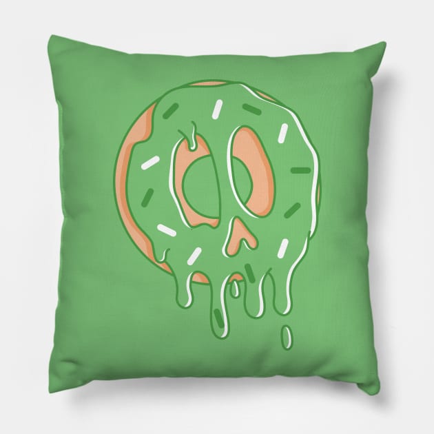 Dripping Donut Skull (Matcha) Pillow by rarpoint