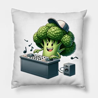 Broccoli Beats - DJ Veggie on the Decks Pillow