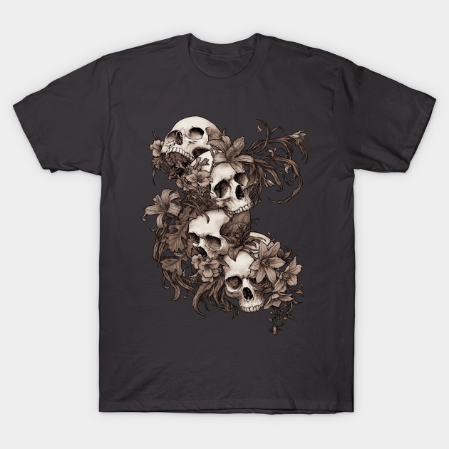 Garden of Skulls -sepia - Skulls - T-Shirt