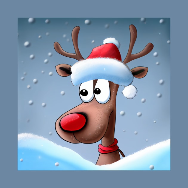 Cute Christmas reindeer in the winter scenery. by KOTOdesign