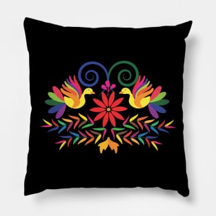 Mexicana Art Otomi Birds Flowers Pillow
