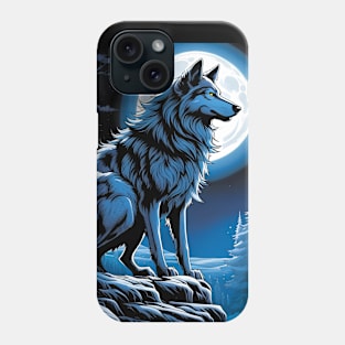 Wolf and Full Moon Phone Case