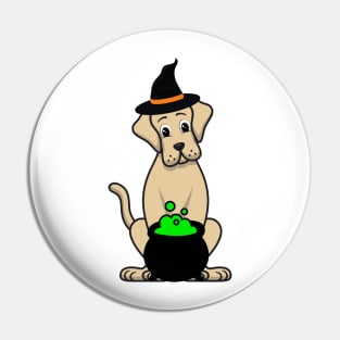 Funny Big Dog is wearing a witch costume Pin