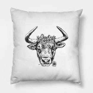 Cute Bull Head Print Pillow