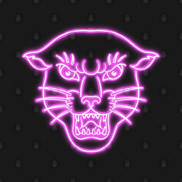 Panther Neon Sign Old School Tattoo by Trippycollage